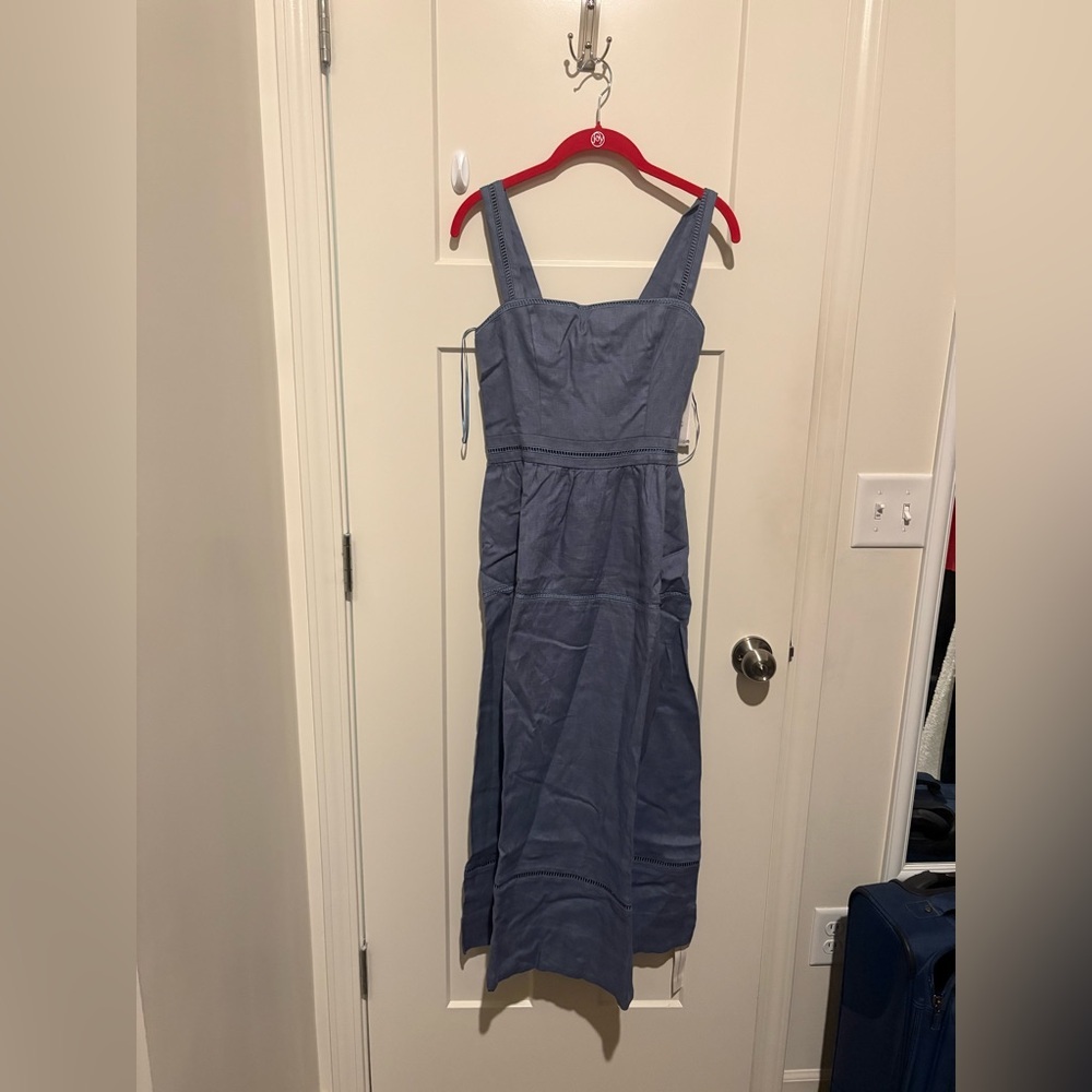 Reformation Everett Linen Dress Size 4 Cornflower NWT - Picture 4 of 6